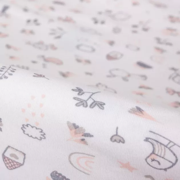 Ceba pelenkázólap huzat pamut (50x70-80) 2db/csomag - világosszürke madár