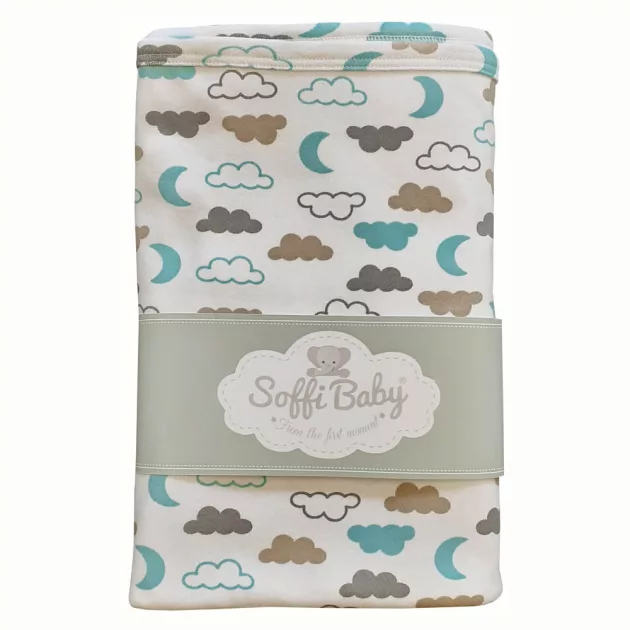 Soffi Baby takaró pamut dupla zöld felhők 80x100cm