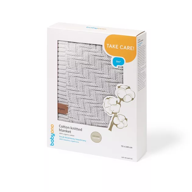 BabyOno babatakaró organikus pamut kötött 75x100cm szürke 1647/02