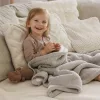 BabyOno babatakaró pamut/sherpa kötött 75x100cm szürke 1658