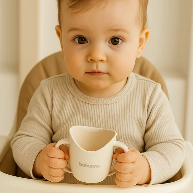 BabyOno Tanulópohár ergonómikus 6hó - bézs 1463/09