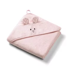   BabyOno Fürdőlepedő kapucnis bambusz 100x100cm egérfülekkel - púderrózsaszín 1553/04