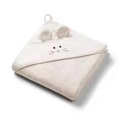   BabyOno Fürdőlepedő kapucnis bambusz 100x100cm egérfülekkel - krémszínű 1553/05