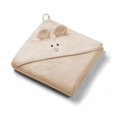   BabyOno Fürdőlepedő kapucnis bambusz 100x100cm egérfülekkel - sötét bézs 1553/06