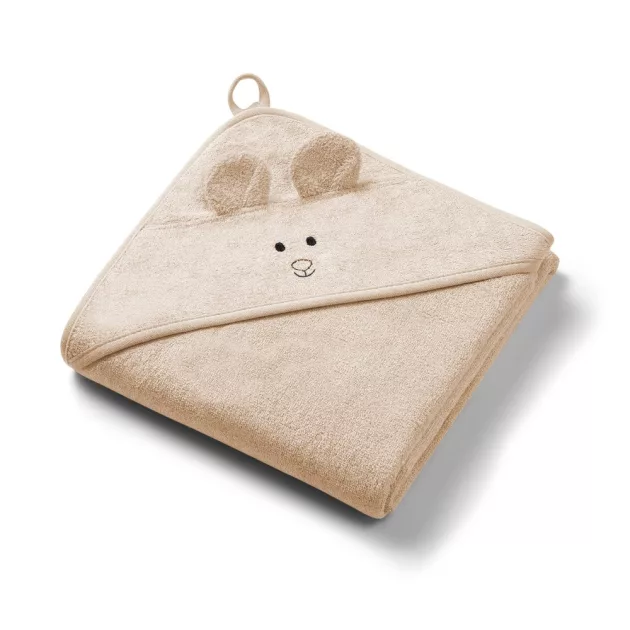 BabyOno Fürdőlepedő kapucnis bambusz 100x100cm egérfülekkel - sötét bézs 1553/06