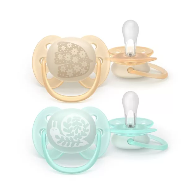 Philips AVENT Játszócumi Ultrasoft 0-6hó lányos 2db - mintás 