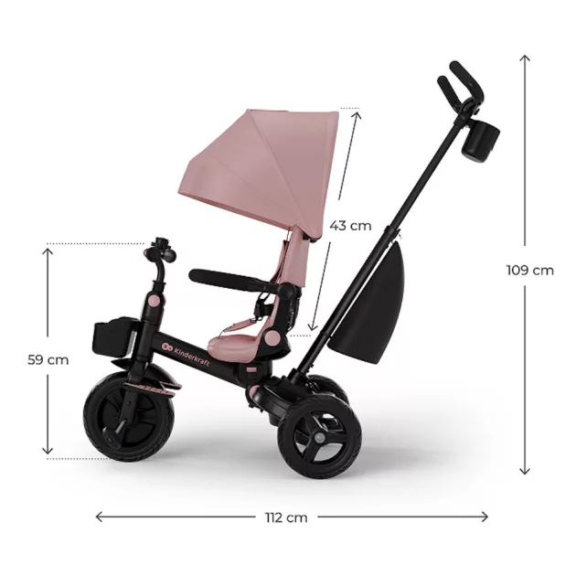 Kinderkraft tricikli 6in1 AVEO 2 PLUS pink