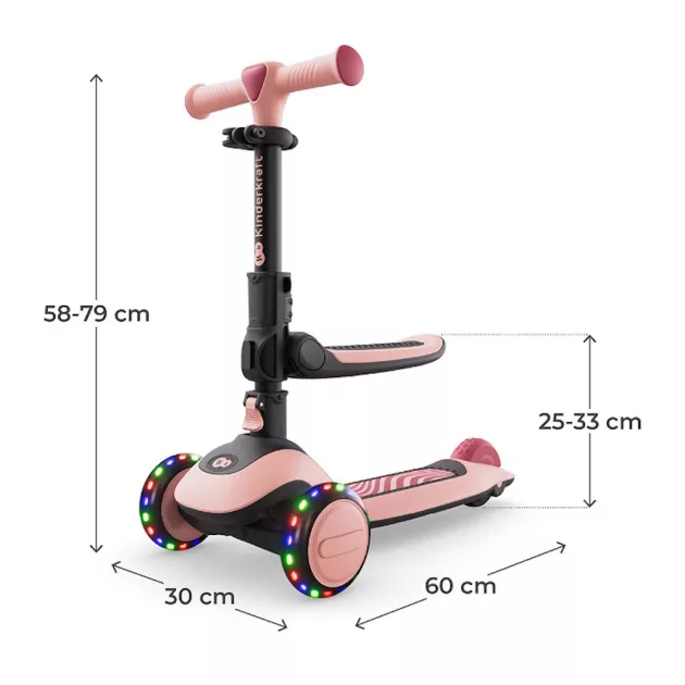 Kinderkraft roller és futóbicikli 2in1 Halley II rose pink