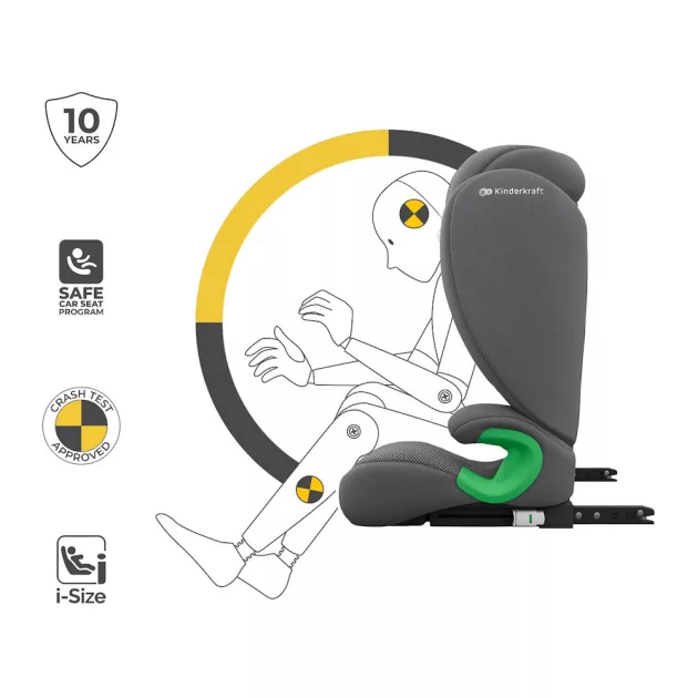 Kinderkraft gyerekülés Junior Fix 2 PLUS i-Size Isofix 100-150cm szürke