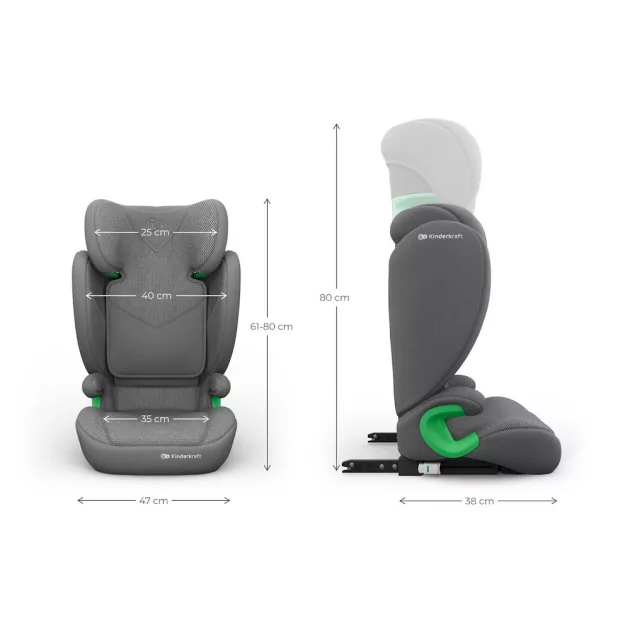 Kinderkraft gyerekülés Junior Fix 2 PLUS i-Size Isofix 100-150cm szürke