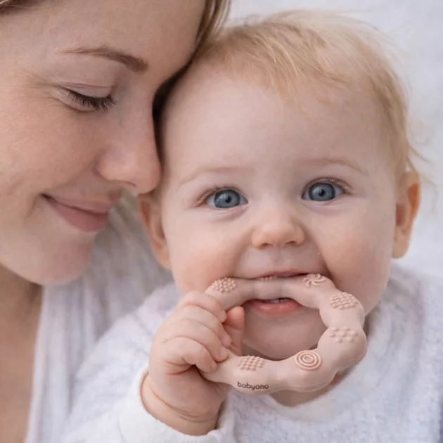 BabyOno rágóka - RING szilikon gyűrű bézs 825/04