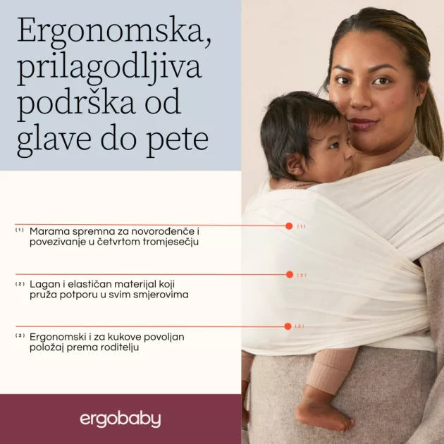 Ergobaby Aura Sustainable Knit Hordozókendő: Grey Stripes / Szürke csíkos
