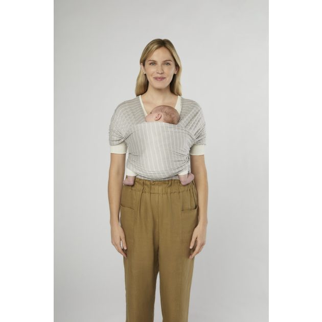 Ergobaby Aura Sustainable Knit Hordozókendő: Grey Stripes / Szürke csíkos