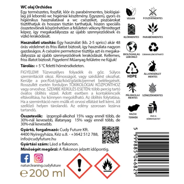 NaturCleaning WC olaj 200 ml - orchidea