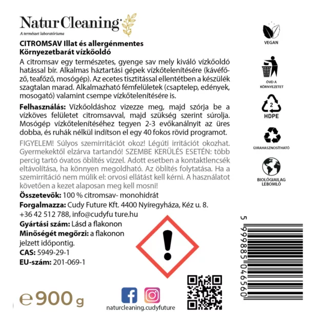 NaturCleaning citromsav 900 g