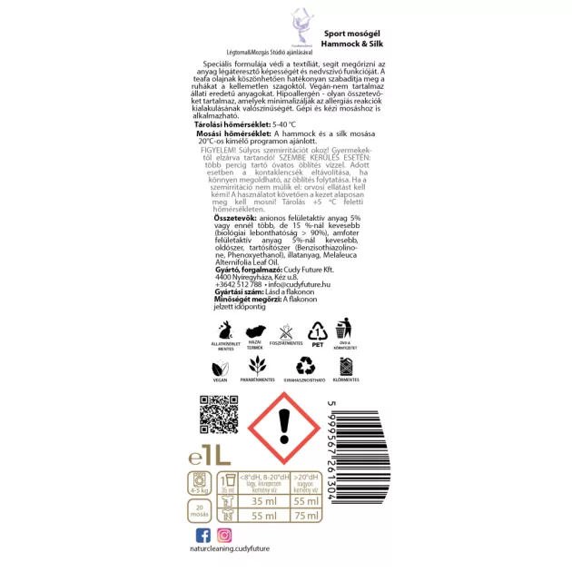 NaturCleaning Sport Hammock&Silk mosógél 1 liter