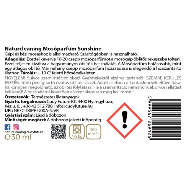 NaturCleaning Mosóparfüm Sunshine 30 ml