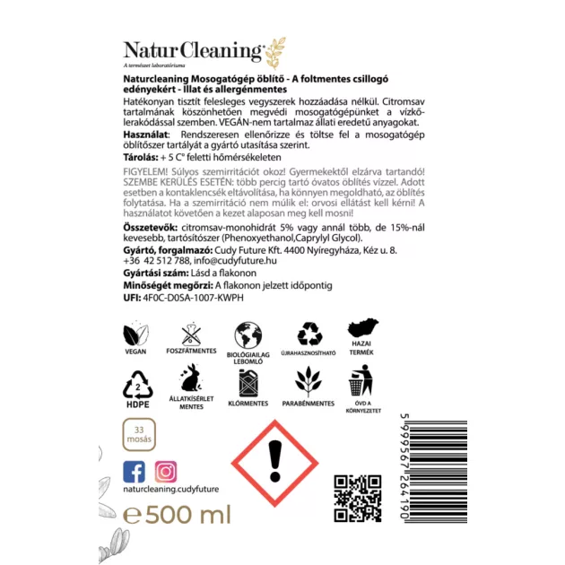 NaturCleaning Mosogatógép öblítő 500 ml