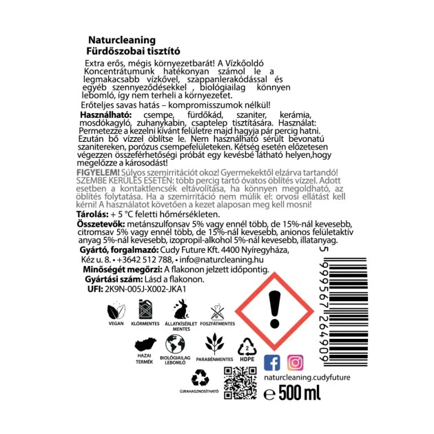 NaturCleaning Fürdőszobai tisztító 500 ml