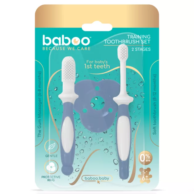 Baboo baba fogkefe szett 6 hónapos kortól - kék