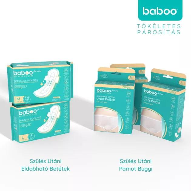 Baboo szülés utáni eldobható pamut alsó 4 db, M