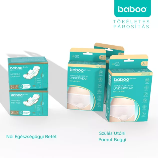 Baboo szülés utáni eldobható pamut alsó 4 db, L