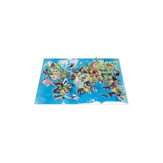 Janod 02676 Oktató Puzzle és 3D figurák 200 darabos Veszélyeztett állatok