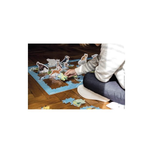 Janod 02676 Oktató Puzzle és 3D figurák 200 darabos Veszélyeztett állatok