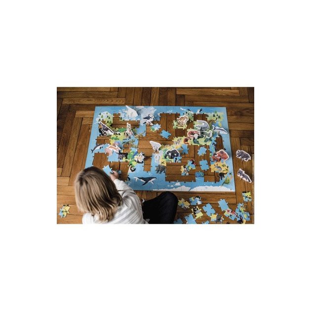 Janod 02676 Oktató Puzzle és 3D figurák 200 darabos Veszélyeztett állatok