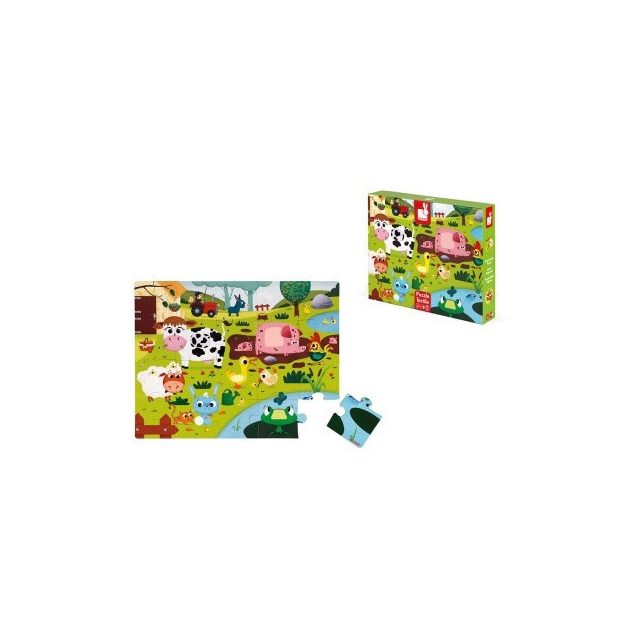 Janod 02772 Tapintós puzzle - "farm állatok" - 20 darabos