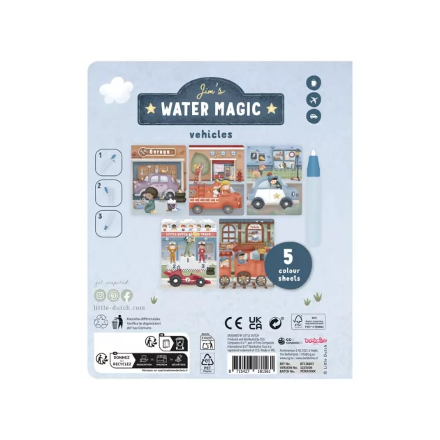 Little Dutch vízzel színező füzet - Jim járművei