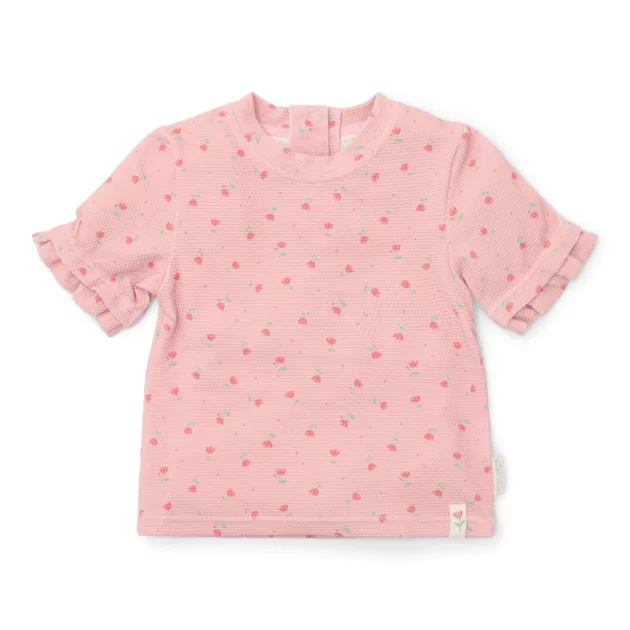 Little Dutch rövid ujjú úszópóló Sunny Flowers Blush - 98/104