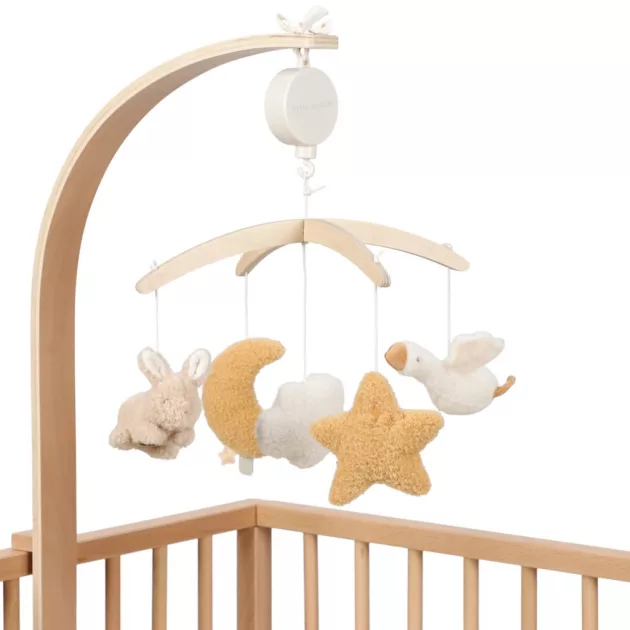 Little Dutch Zenélő körforgó natúr fa vázzal - Newborn Naturals