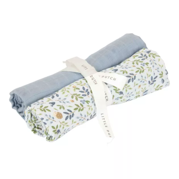 Little Dutch muszlin textilpelenka 70x70 cm 2 db - Forest Adventure & Denim Blue