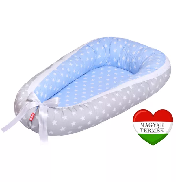 Scamp babafészek - kókuszbetétes /BlueGreyStars (Kék, szürke babafészek)