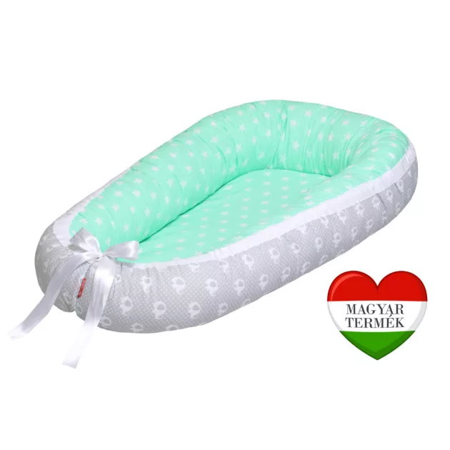 Scamp babafészek - kókuszbetétes /GreenGreyElephant (Elefántos)