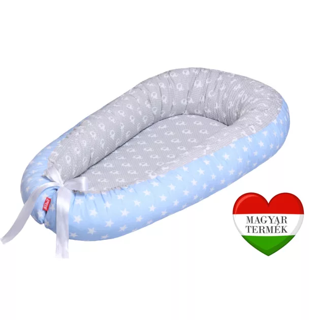 Scamp babafészek - kókuszbetétes /BlueGreyElephant (Kék elefántos)