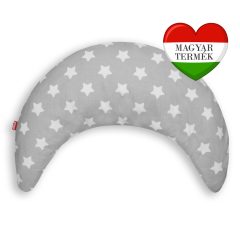   Scamp félhold szoptatós párna pamutvászon huzattal /GreyWiteRoundStars