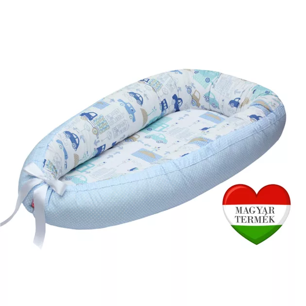 Scamp babafészek - kókuszbetétes /BlueCarDots (Kisautós babafészek)