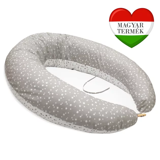 Scamp formázott gombosvégű párna pamut huzattal /GreyLittleBigStarsNew