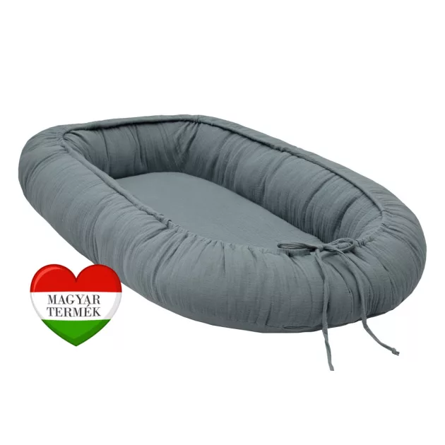 Scamp muszlin babafészek /Grey (Sötétszürke babafészek)