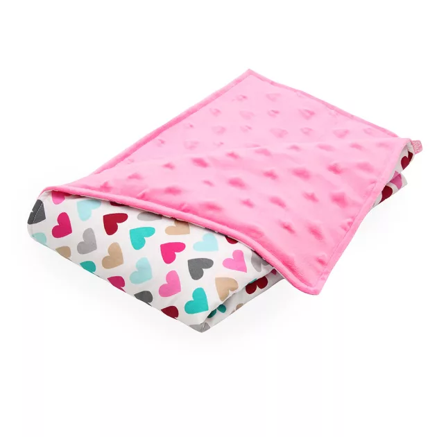 Scamp Minky-vászon takaró (Pink Colorful Heart)