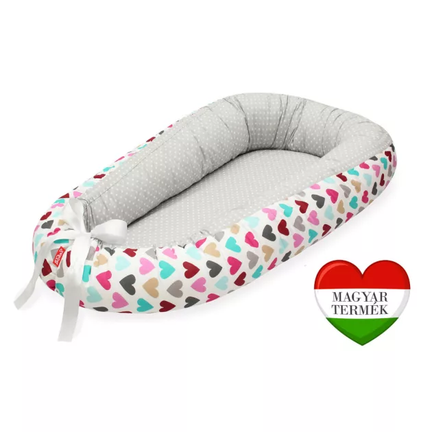 Scamp babafészek - kókuszbetétes /ColorfulGreyHeart (Szines szives)