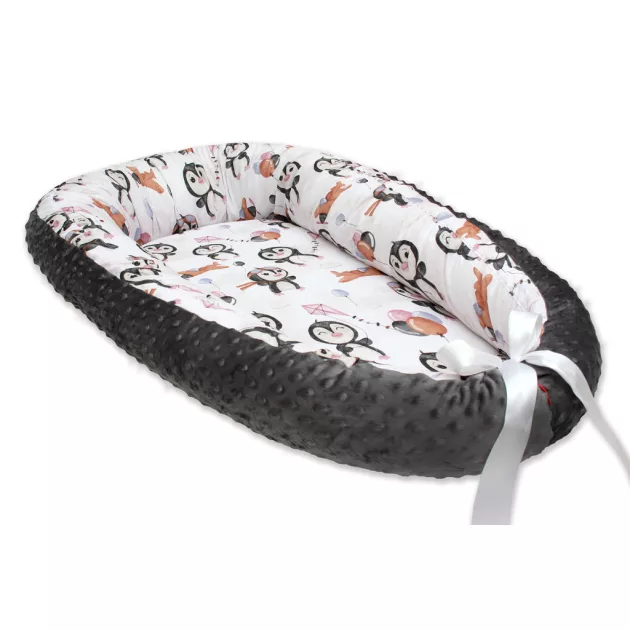 Scamp minky-vászon babafészek /PenguinPink