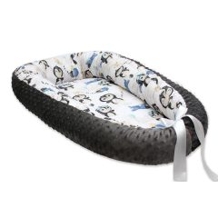 Scamp minky-vászon babafészek /PenguinBlue