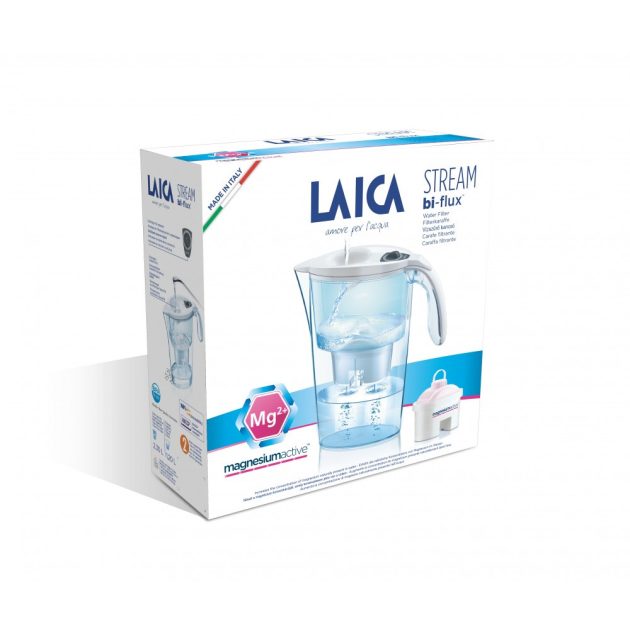 Laica STREAM LINE fehér vízszűrő kancsó mechanikus kijelzővel és 1 db magnezium active bi-flux szűrőbetéttel