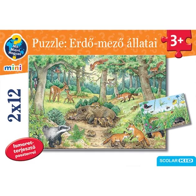 Scolar kiadó - Puzzle: Erdő-mező állatai