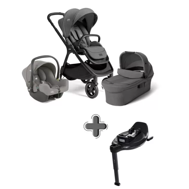 Joie Signature Finiti 2in1 babakocsi Ebony + i-Snug 2 hordozó Pebble + i-Base Encore bázistalp