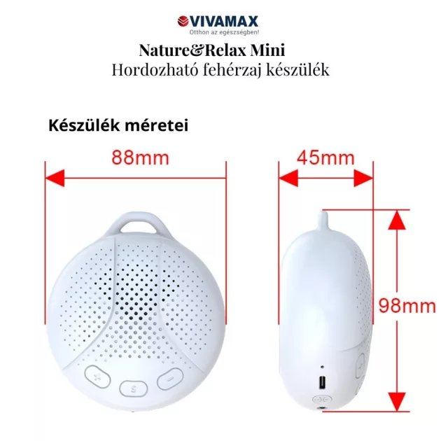 Vivamax Nature&Relax "Mini" hang-és dallamterápiás készülék - fehér zaj 