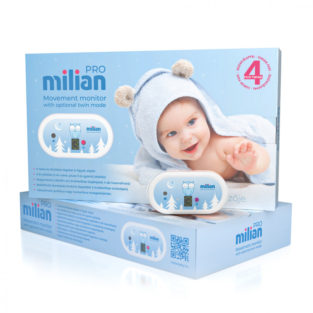 Milian légzésfigyelő - Pro Twins - 4db érzékelőlappal, ikerbabáknak